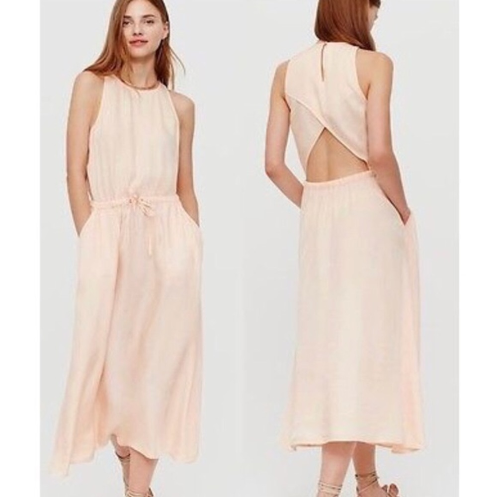 Lou & Grey Peach Open Back Maxi Dress Draw String